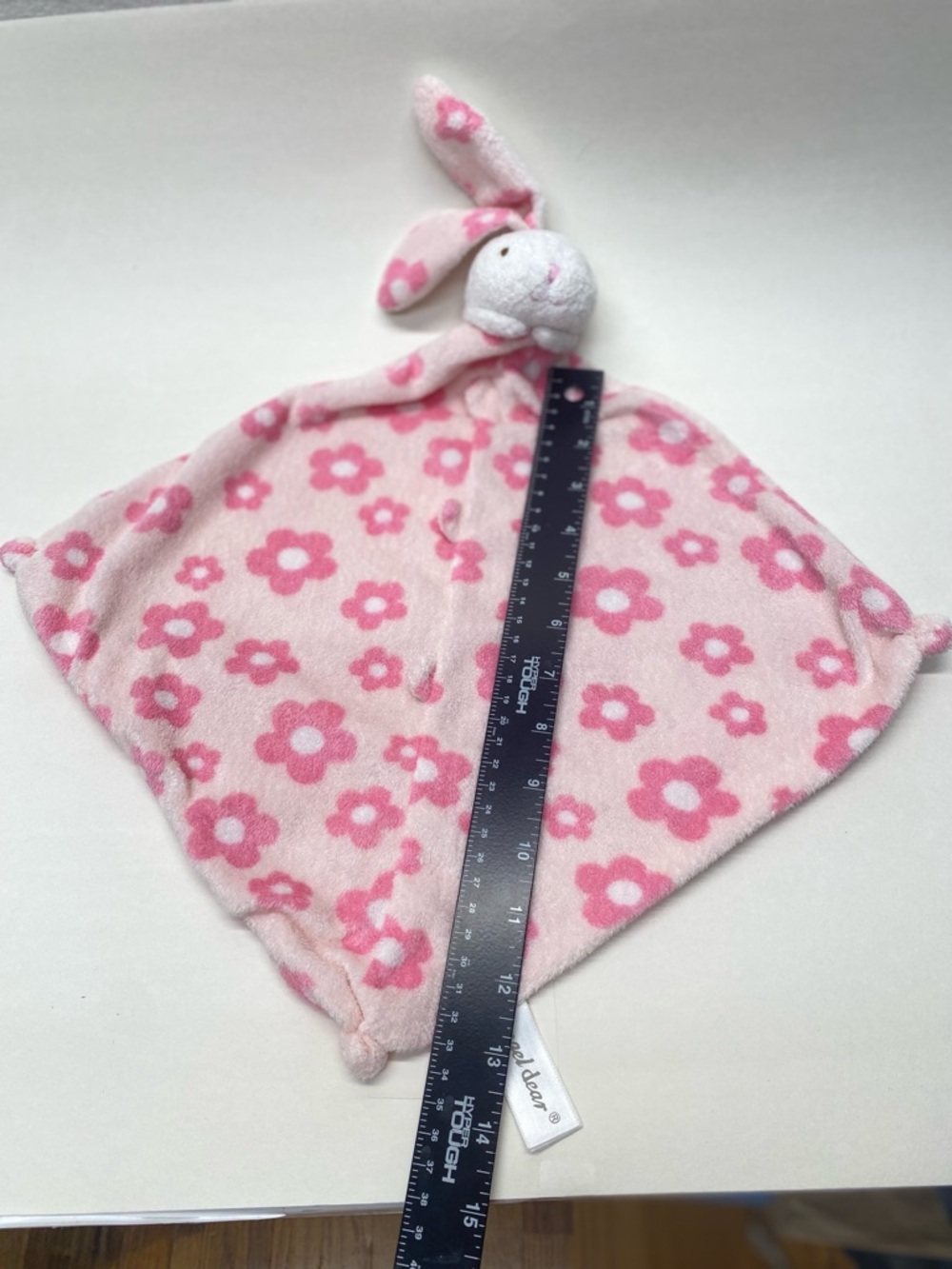 Angel Dear Bunny Rabbit Lovey Pink White Flowers Security Blanket Baby Cuddle - Picture 8 of 10